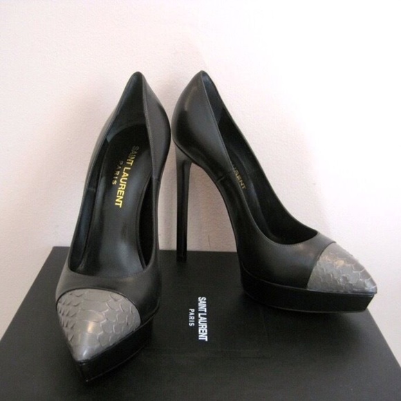 YSL Yves Saint Laurent Paris Janis Python Cap Pointy Pumps Shoes 39.5 9.5 $895 - Picture 5 of 9